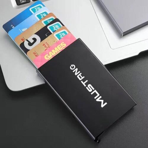 Smart Wallet Automatically Metal Bank Credit Card Holder Thin ID Card For Ford Mustang 2015 2017 2018 Accessories