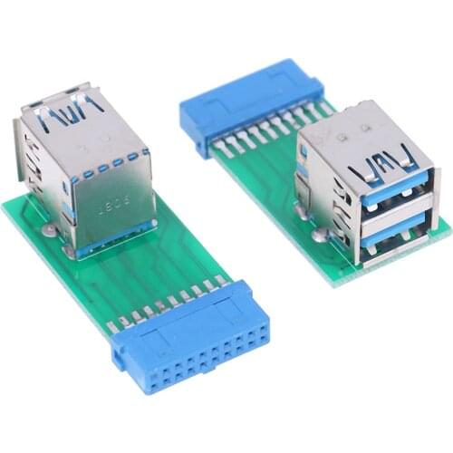 1Pc Motherboard 20Pin Header To 2 Ports USB 3.0 Type A Female Port HUB Adapters