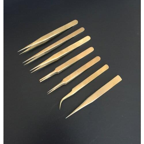 100% Professional Stainless Steel Anti-Static Anti-Corrosion Eyelash Tweezers Super Hard False Eyelash Extension Tool 6 Choices