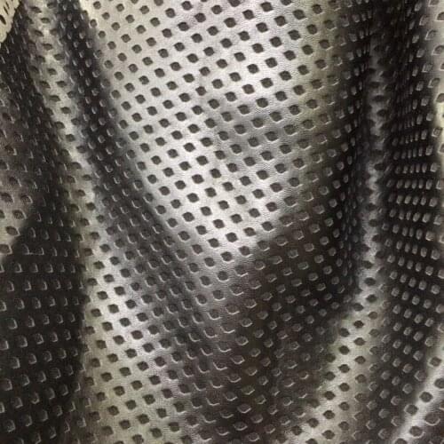 137cm*100cm Black Compound Rhombus Hollow Small Plaid PU Leather Imitation Leather Handmade DIY Clothes Dress Fabric