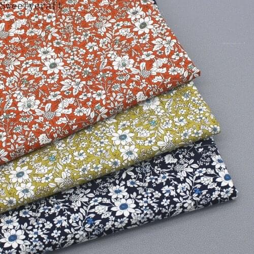 147x50cm Cotton Poplin Fabric Patchwork Floral Leaves Style Handwork Childrens Shirt Dress Fat Quarter Meter Cloth for Sewing