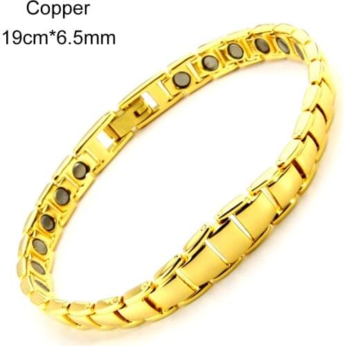 Pure Copper Magnetic Bracelet Benefit For Arthritis Health Element Bracelets Fashion Chain Link Gold Male Bracelet Bangle