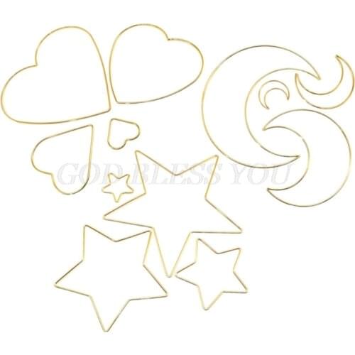4 Pcs/Set Stars Moon Love Heart Metal Craft Hoops Dream Catcher Rings for Dreamcatchers Wreaths Macrame Project DIY Accessories
