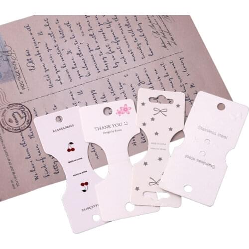 4x8.5cm White Jewelry Packaging Necklace Headwear Paper Cards Artsy Stainless steel Bracelet Charms Packing Card Wholesale
