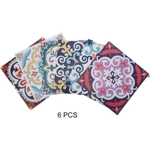 6 PCS 3D Flower Simulation Self-Adhesive Bathroom Kitchen Wall Stair Tile Sticker Brick Stickers Home Anti-Skid Wall Stickers