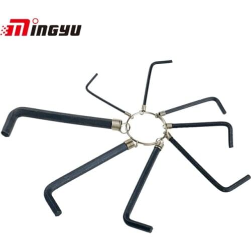 8 In 1 Portable Hex Key Alloy Steel Bicycle Repair Wrench Set 1.5-6mm Quenching Allen Wrench Keychain Bike Repair Tool