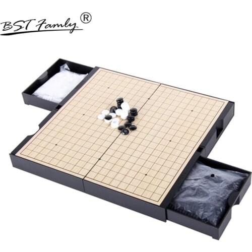 BSTFAMLY Go Chess Chinese Chess Two in one 19 Road 361 Pcs/Set Old Game of Go Weiqi Magnetic Checkers Foldable Chessboard G10