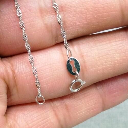 925 Sterling Silver Singapore Necklace Chain Rhodium Plated 1.3mm 16 18 Inches