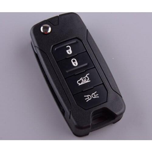4 Buttons Flip Remote Key Case Cover Fob Shell Chain Car Fit for Jeep Renegade 2015 2016 2017 2018
