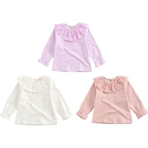 Baby T-Shirts Girl Autumn Long Sleeve Girl T-shirt Cotton Children Clothing Doll Collar Girl T-shirt Baby Clothes