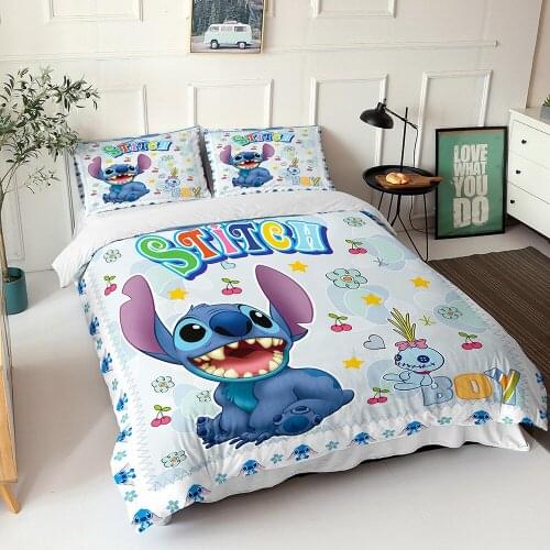 Home Textile Disney Star Baby Cartoon Pattern Bedding Blue and White Duvet Cover Pillow Cover Adult Children Bedroom Decoration