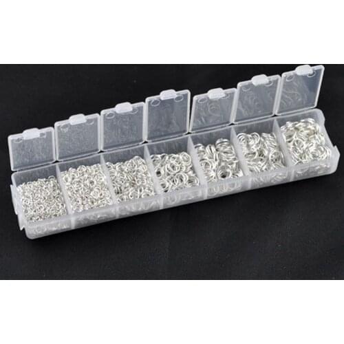 DoreenBeads 1 Box Mixed Silver color Open Jump Rings 3mm-8mm,(1500 PCs Assorted)