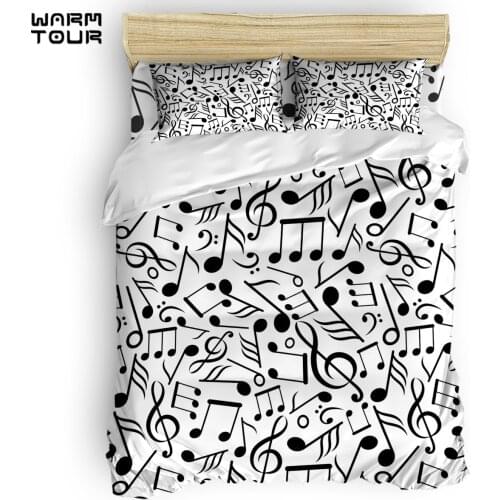 WARMTOUR Duvet Cover Black White Note Classic Music Duvet Cover Set 4 Piece Bedding Set For Beds DHL Shipping Methods