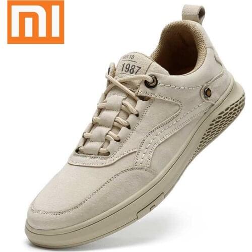 Xiaomi Genuine Leather Men Sneaker Fashion Loafers Breathable Autumn Lace Up Comfortable Casual Shoes Outdoor Men Running Shoes