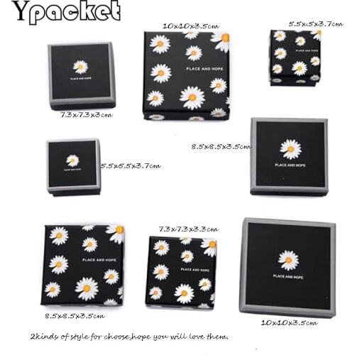Flowers Square Jewelry Organizer Boxes Engagement Ring For Earrings Necklace Bracelet Pendant Display Gift Handle Bags 50Pcs/Lot