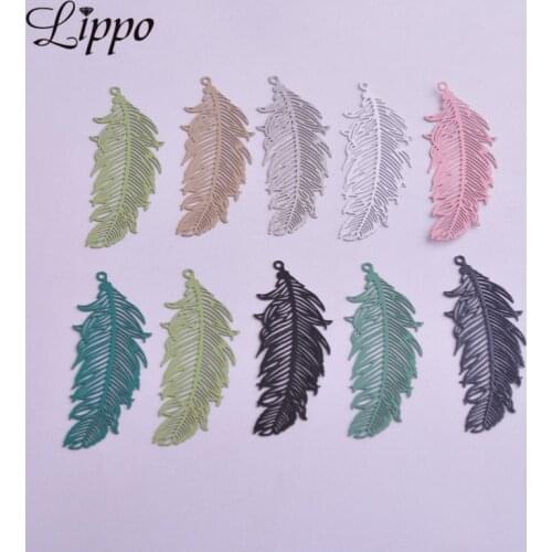 30pcs AC11671 14*40mm Brass Feather Charms Diy Jelwery Accessories
