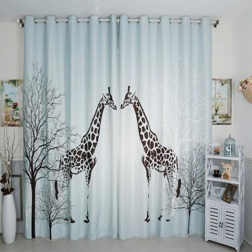 Personal Tailor 2x Grommet Window Drapery Curtain Nursery Kids Children Room Window Dressing Tulle 200x260cm Giraffe Tree