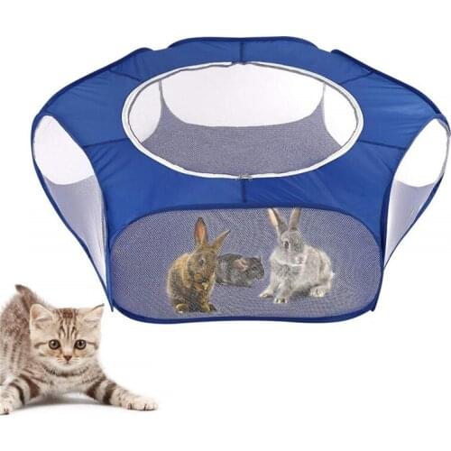 Small Animals Cage Tent Breathable Transparent Playpen Pop Open Portable Folding Yard Fence for Hedgehog Guinea Pig Rabbit