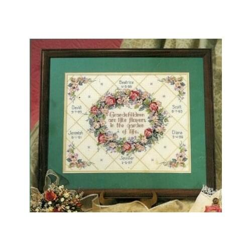 Top Quality Beautiful Lovely Counted Cross Stitch Kit Grandchildren Are Like Flowers Life Garden Wreath Memory dim 00225