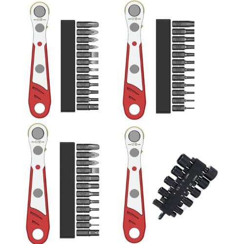 Dual-Purpose Ratchet Screwdriver Set With 12 Short Bits 25mm