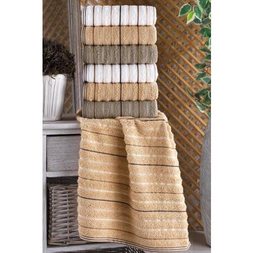 6Pcs 100%Cotton Soft Hand And Face Towel 50X90 Long Fiber Yarns Fast Drying Absorbent Antibacterial Home Brown 2021 Fashion