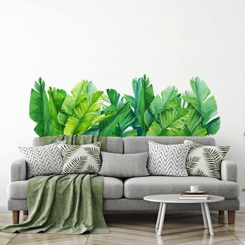 Nordic Green Plant Wall Stickers Home Decor Living Room Bedroom Decoration Decals Aesthetic Art Self-adhesive Wallpaper