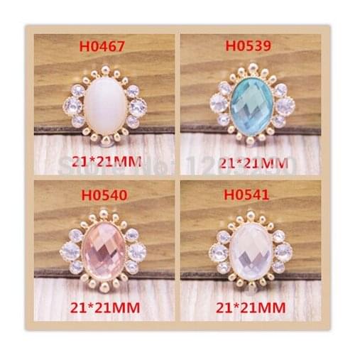 Newest Trendy rhinestone core Round flowers shape alloy fashion flatback buttons charms diy hair&garments&shoes decoration