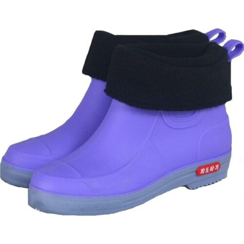 New Fashion Women Rain Boots PVC Short Ankle Rainboots Kitchen Non-slip Waterproof Shoes Ladies Wear-resistant Rubber Rainshoes