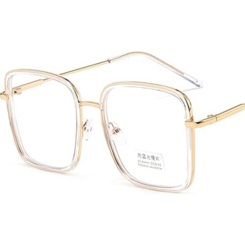 Seemfly Retro Square Anti blue light Glasses Frame Women Men Black Transparent Clear Lens Spectacles Vintage Flat Mirror Eyewear