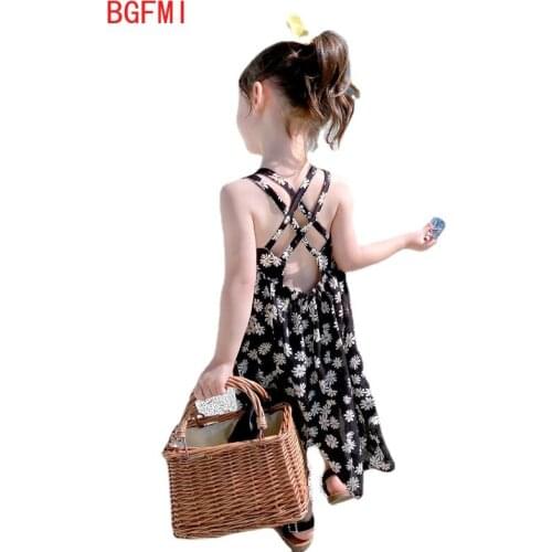 Girls' dresses 2021 new Summer clothes Chiffon Chrysanthemum Floral princess dress Baby Fashion Sling Dress Childrens clothing