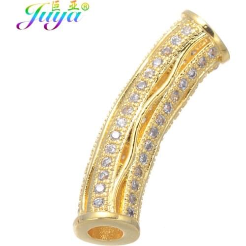 DIY Beading Jewelry Findings Supplies Hollow Curved Tube Metal Beads For Women Men Natural Stones Pearls Beadwork Jewelry Making