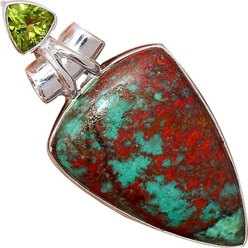 Genuine Cuprite Blend Pendant 925 Sterling Silver, Women Hand Made Fine Jewelry Gift