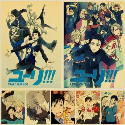 YURI on ICE Popular Anime Poster Japanese Cartoon Sports Animations Kraft Paper Poster Wall Stickers Home Room Decor Painting