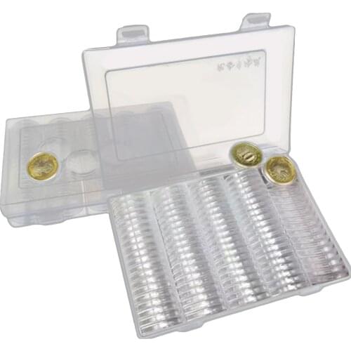 100PCS 27mm Clear Plastic Clear Round Coin Collection Case Medals Holder Capsules Container Storage Box for Collection Supplies