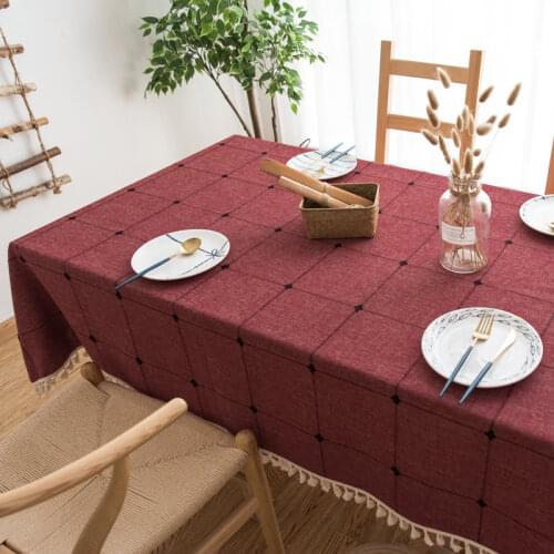 Rectangular Linen Embroidered Stripe Pattern Kitchen Waterproof And Dustproof Tablecloth, Suitable For Banquet Four Seasons