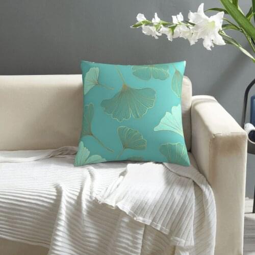 Luxury Blue Mint Ginkgo Biloba Pattern pillowcase printed cushion cover sofa waist pillow pillow cover