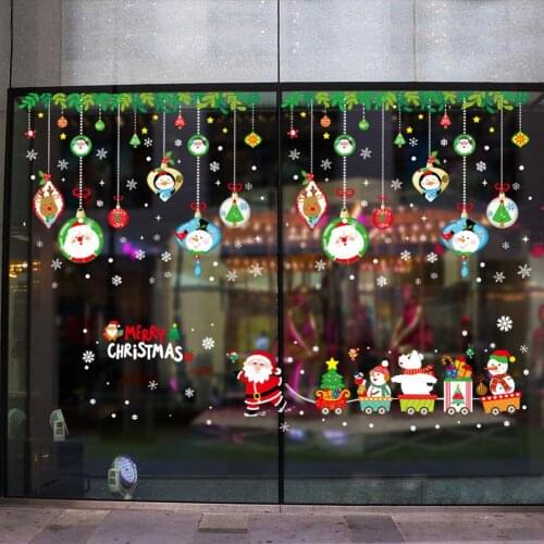 2022 Merry Christmas Wall Stickers Glass Window Christmas Decorations For home Wall Stickers New Year Home Decals Decor Murals