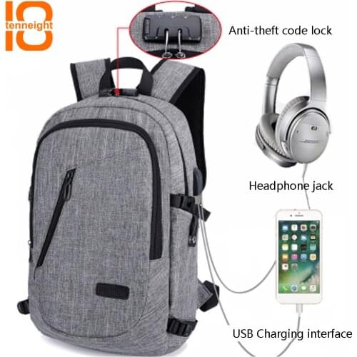 TENNEIGHT Anti-theft backpack outdoor travel backpack USB Charging Multifunction Waterproof Laptop Backpacks school sports Bag