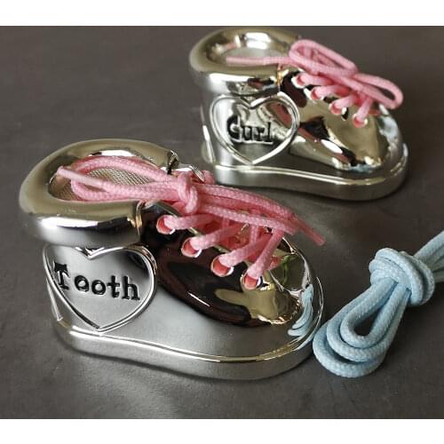 Silver Baby First Tooth and Curl Hair Keepsake Box, Milk Teeth Storage Box for Boys and Girls, Kids Birthday Present