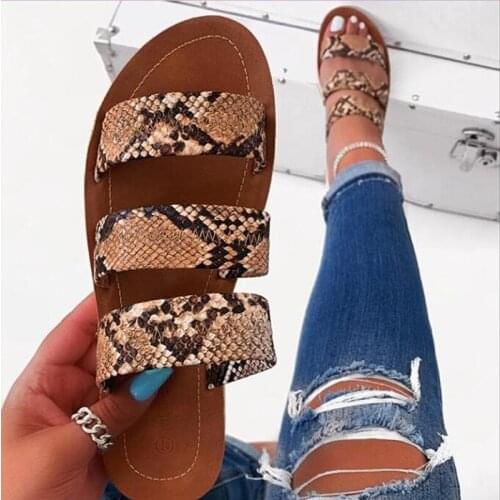 2021 New Women Flip Flop Snake Double Layer Sandals Flat Bottom Ladies Beach Shoes Outdoor Travel Fashion Wild Student Slippers