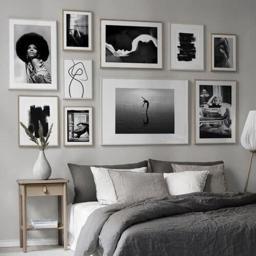 Nordic Fashion Sexy Woman Art Canvas Painting Posters And Prints Black White Letter Amazing Wall Pictures For Living Room Decor