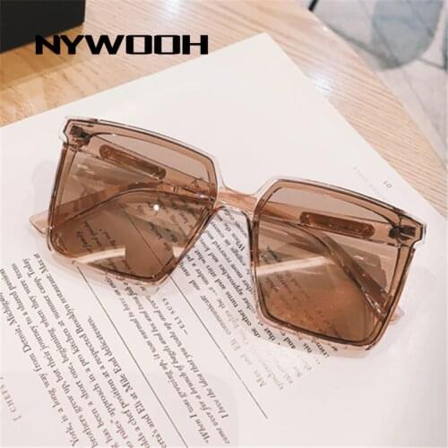 NYWOOH Oversized Sunglasses Women Retro Brand Gradient Sun Glasses Men Big Frame Vintage Eyewear UV400 Glasses for Ladies