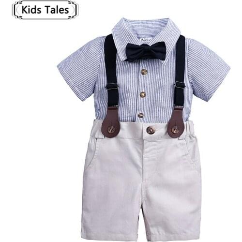 ST393 Newborn Set of Clothes for Boys Cotton Gentleman 2020 Autumn Spring Fashion Plaid T Shirt + Bib Pants 2 Pcs Baby Clothing