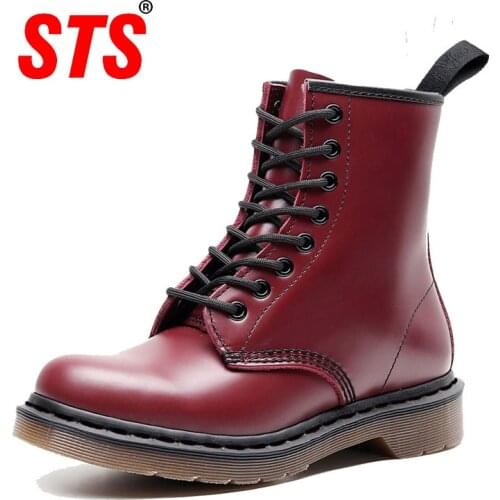 STS 2020 Boots Women Genuine Leather Shoes Winter Boots Shoes Woman Casual Couple Unisex Autumn Botas Mujer Female Ankle Boots