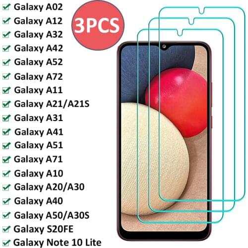 3Pcs Screen Protector Tempered Glass for Samsung Galaxy A51 A71 S20FE A02 A32 A52 A42 A10 A30S A50 A40 A21S Protective Glass