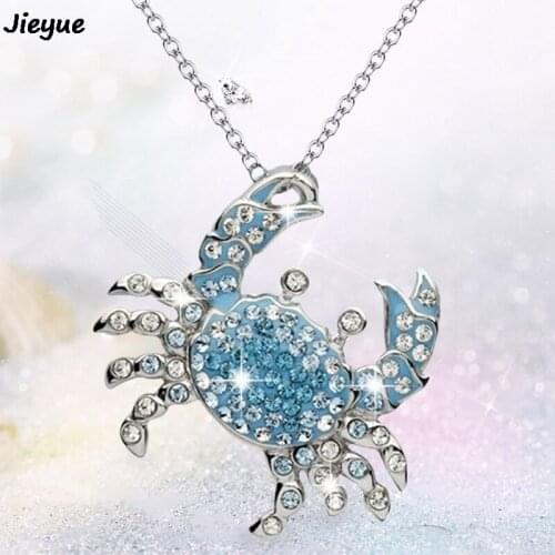 Sea Life Crab Statement Necklace for Women Blue Fashion Necklaces and Pendants Wedding Jewelry Gifts