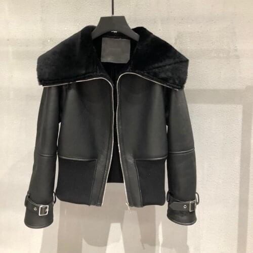 Women Coat Long Sheepskin And Woolen Outwear 2020 Winter Fashion Merino Sheep Fur Warm And Thick