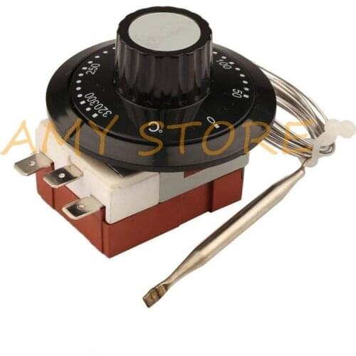 1Pc 250V 20A 3Pin Terminal ProbeTemperature Control Knob Switch Capillary Thermostat 0-40C50C80C90C120C 150C 200C 320C -30C~+30C