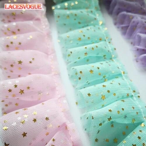 10Yards 5cm Fold Mesh Lace Trim Handmade DIY Bubble Skirt Ruffle Garment Needlework Sewing Clothing Decoration 574