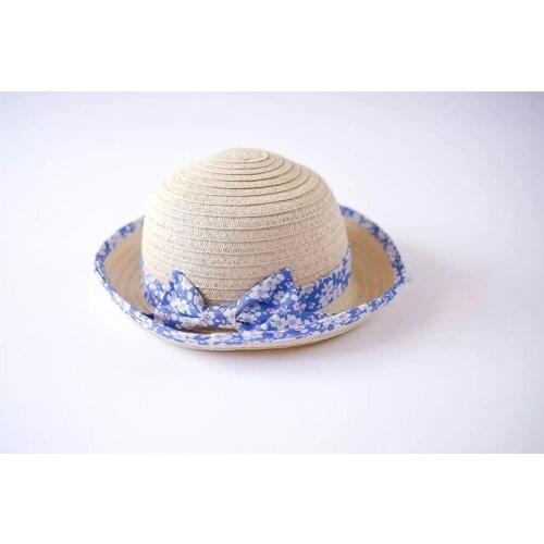 2016 Straw Short Brim Sun Hats with Bow for Girls Handmade Kids Cap Top Quality Girls Sun Protection Hats KidsTravel Hat